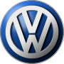 The Volkswagen logo featuring a silver "VW" monogram inside a blue circle with a metallic finish, representing the German automotive brand.
