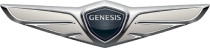The Genesis logo, featuring a silver winged emblem with a black shield in the center displaying the word "GENESIS," representing the luxury vehicle division of Hyundai.