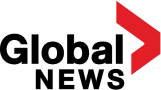 The Global News logo, featuring black uppercase text with a bold red right-facing arrow, representing the Canadian news organization known for television and digital news coverage.