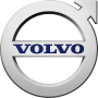 The Volvo logo featuring a silver circle with an arrow pointing diagonally outward, enclosing the brand name "Volvo" in blue text, symbolizing strength, innovation, and Swedish engineering.
